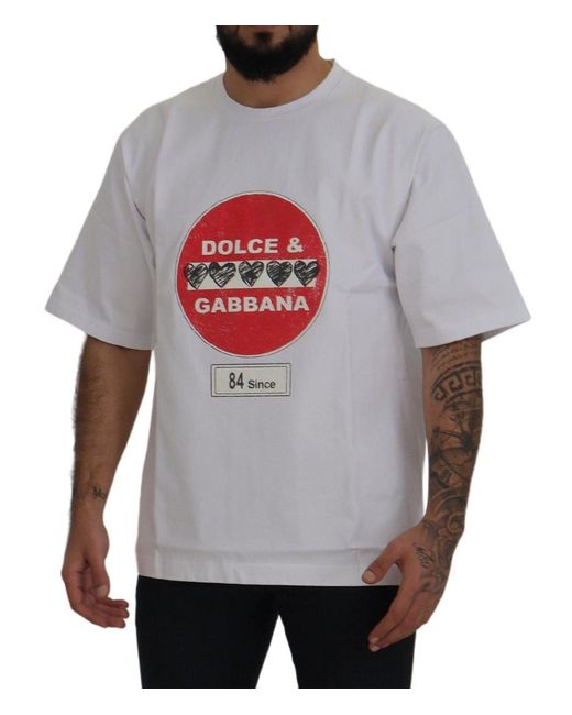 Dolce & Gabbana Gray Chic Cotton Heart Amor T-Shirt for men