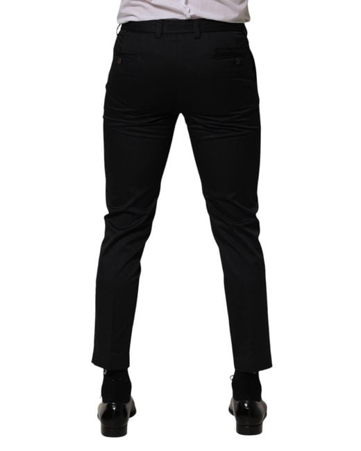 Dolce & Gabbana Black Dark Cotton Skinny Dress Trouser Pants Elastane for men
