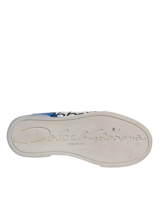 Dolce & Gabbana Blue Logo Portofino Sneakers Shoes