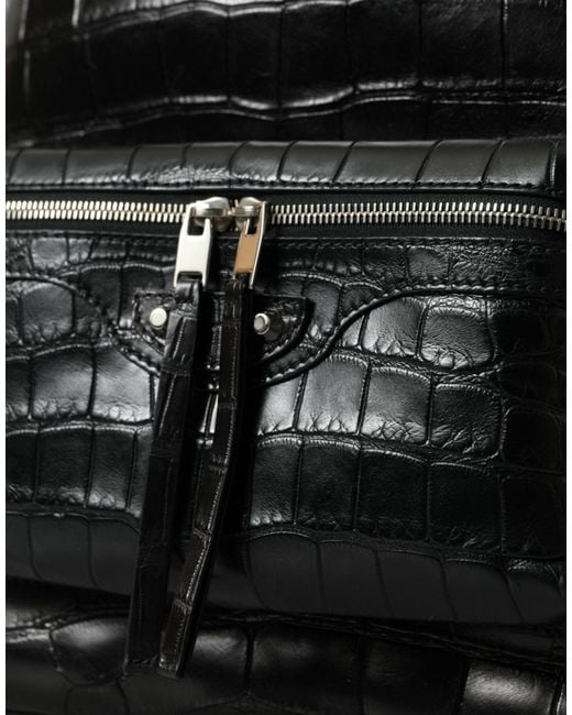 Balenciaga Black Exquisite Alligator Skin Luxury Backpack for men