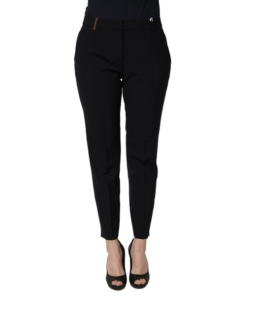 Peserico Black Skinny Mid Waist Chino Trouser Pants