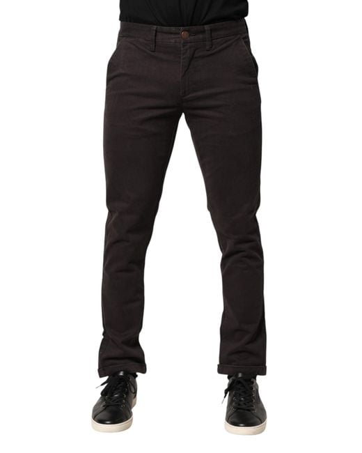 Sun 68 Black Dark Brown Cotton Stretch Skinny Mid Waist Men Trouser Pants for men