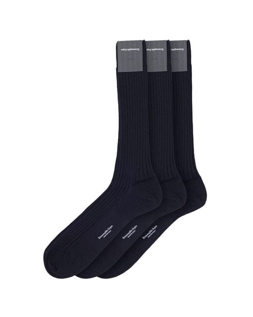 Zegna Navy Blue Wool Socks for men