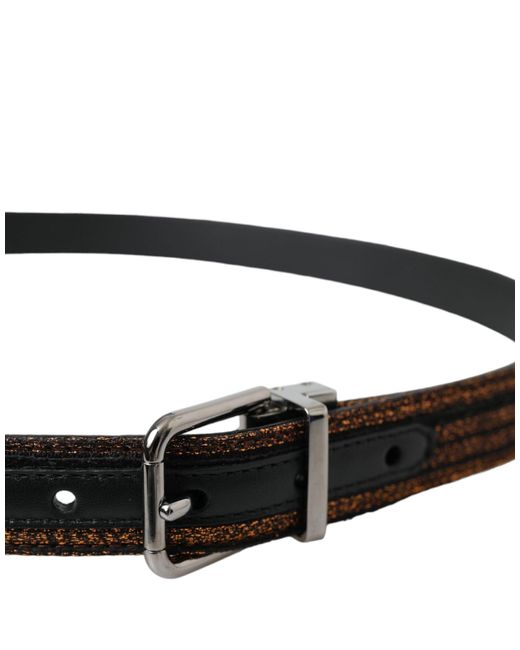 Dolce & Gabbana Black Jacquard Stripes Metal Buckle Belt