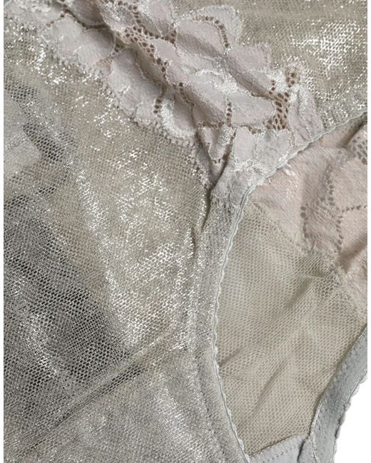 Dolce & Gabbana Gray Cotton Floral Lace High Waist Panty Underwear for men