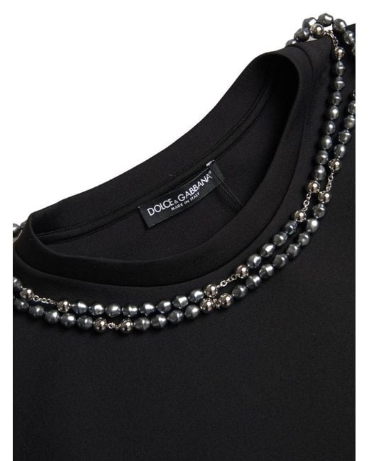 Dolce & Gabbana Black Necklace Embellished Polyester T for men