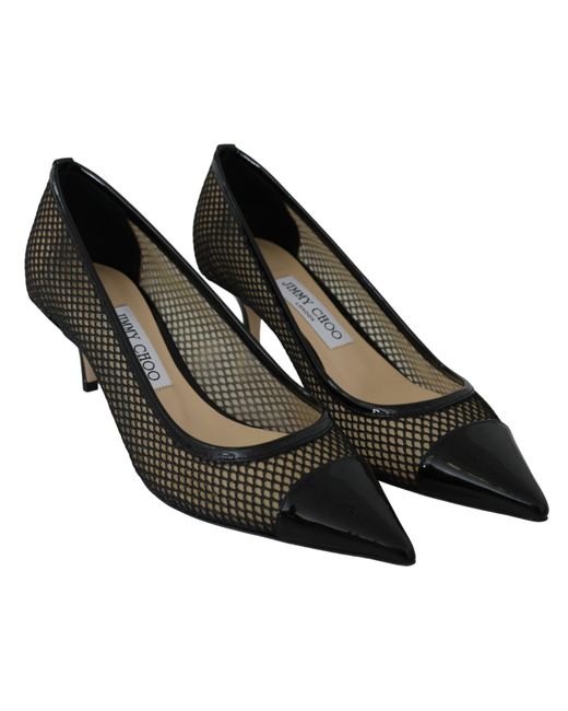 Jimmy Choo Black Elegant Mesh Pointed Toe Pumps