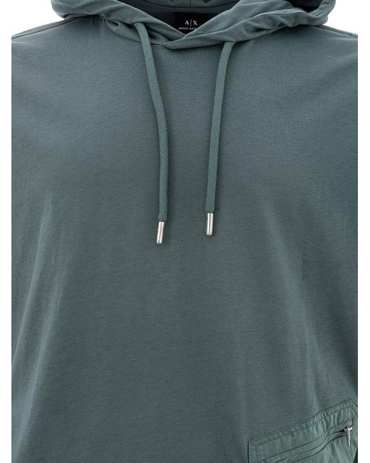Armani Exchange Blue Half Sleeves Shirt With Hood for men