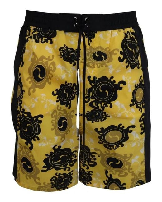 DSquared² Yellow Dsqua² Printed Beachwear Shorts Swimwear for men