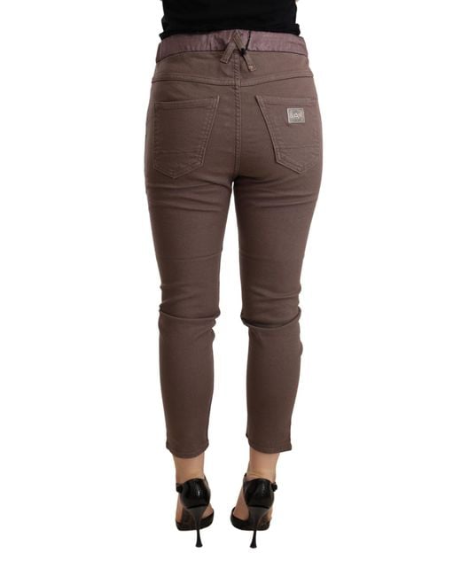 CYCLE Black Brown Mid Waist Cropped Skinny Stretch Trouser
