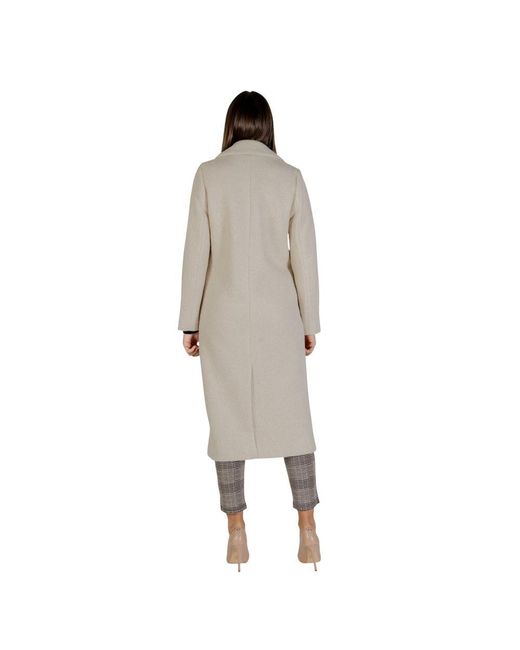 Ichi Gray Cream Wool Coat