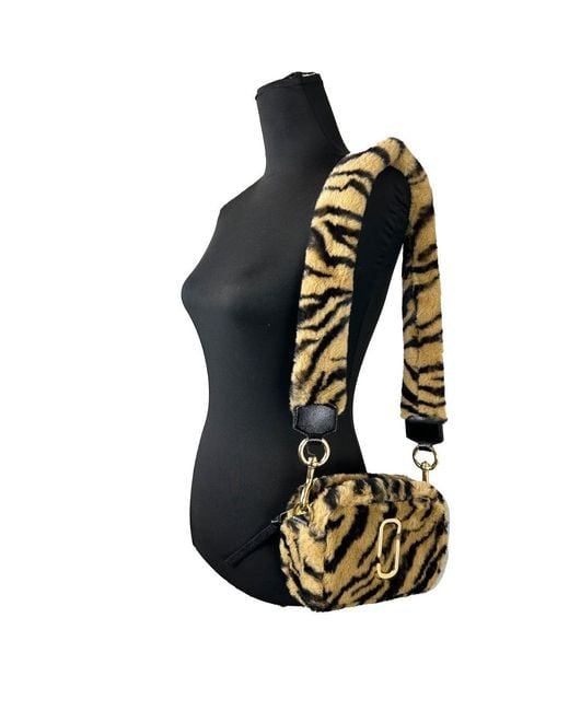 Marc Jacobs Black The Snapshot Tiger Fur Crossbody Bag Faux