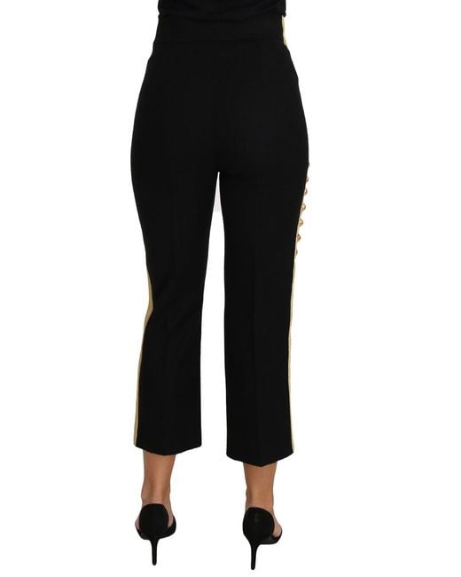 Dolce & Gabbana Black Dolce Gabbana Military Embellished Pants Gold Dress Pant