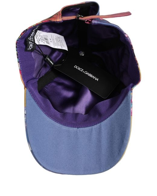 Dolce & Gabbana Blue Multicolor Tropical Themed Baseball Capello Hat