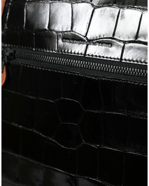Balenciaga Black Elegant Crocodile Leather Crossbody Bag