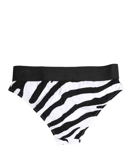 Dolce & Gabbana Black Zebra Print Brief Panty Underwear Elastane Nylon Clothing