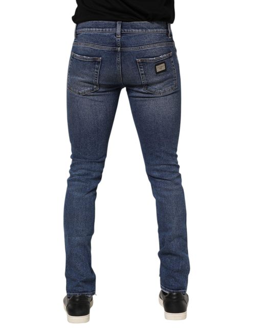 Dolce & Gabbana Blue Distressed Slim Jeans for men