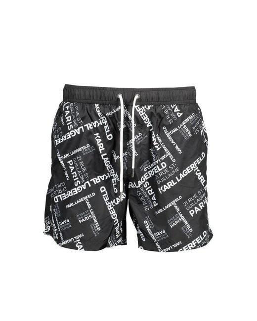 Karl Lagerfeld Black Polyester Swim Trunk for men