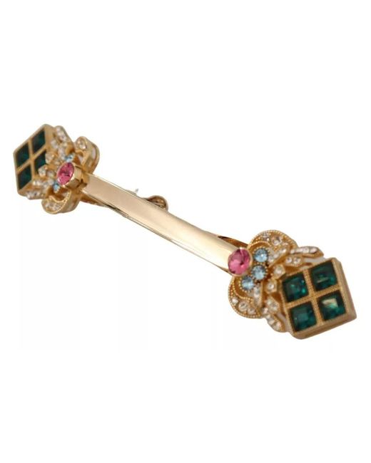 Dolce & Gabbana Black Gold Plated 925 Sterling Silver Crystal Collar Stop Brooch for men
