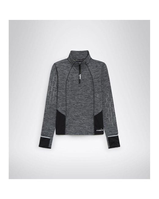 Diadora Gray Black Polyester Sweatshirt