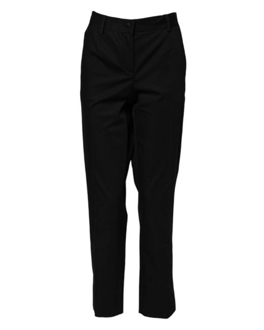 Dolce & Gabbana Black Cotton High Waist Formal Pants