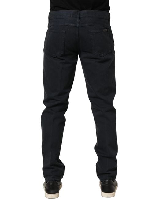 Dolce & Gabbana Black Cotton Mid Waist Skinny Men Denim Jeans for men