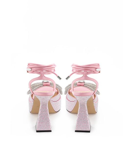 Mach & Mach Pink Enchanting Crystal Bow Sandals