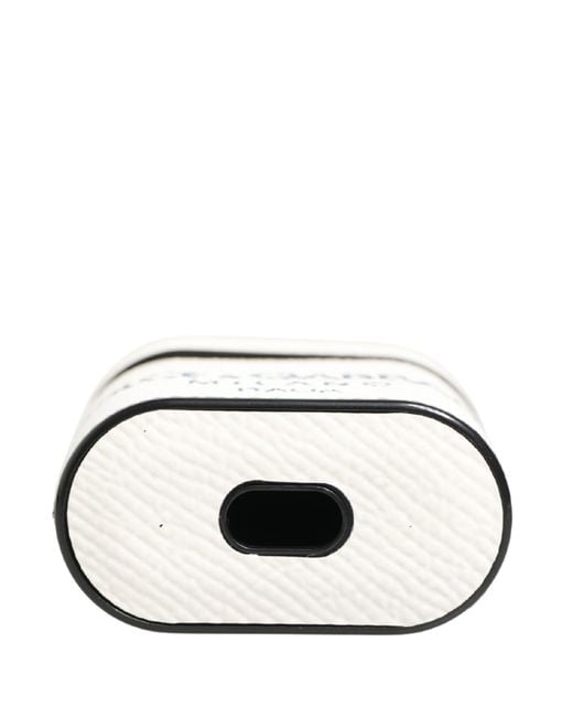 Dolce & Gabbana Blue Calf Leather Logo Flip Holder Strap Airpods Case