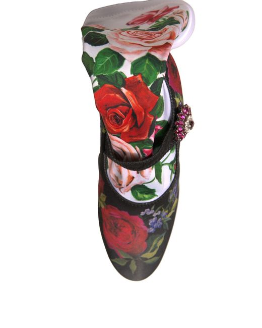 Dolce & Gabbana Multicolor Floral Embellished Socks Boots