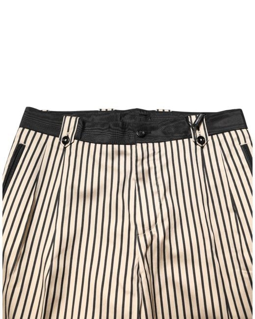 Dolce & Gabbana Gray Striped Button Closure Pants for men