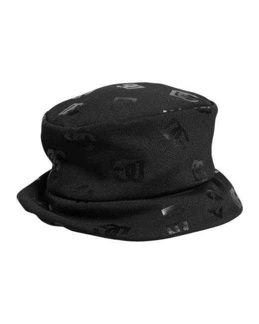 Dolce & Gabbana Black Dg Monogram Polyester Jacquard Bucket Hat