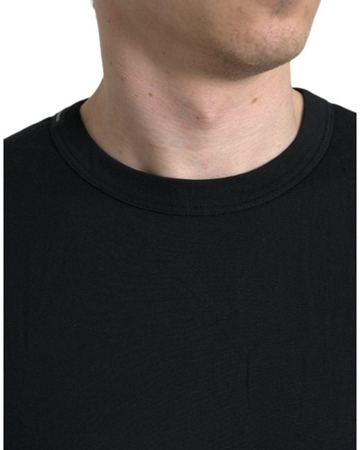 Dolce & Gabbana Black Logo Embossed Crew Neck Short Sleeves T-Shirt for men