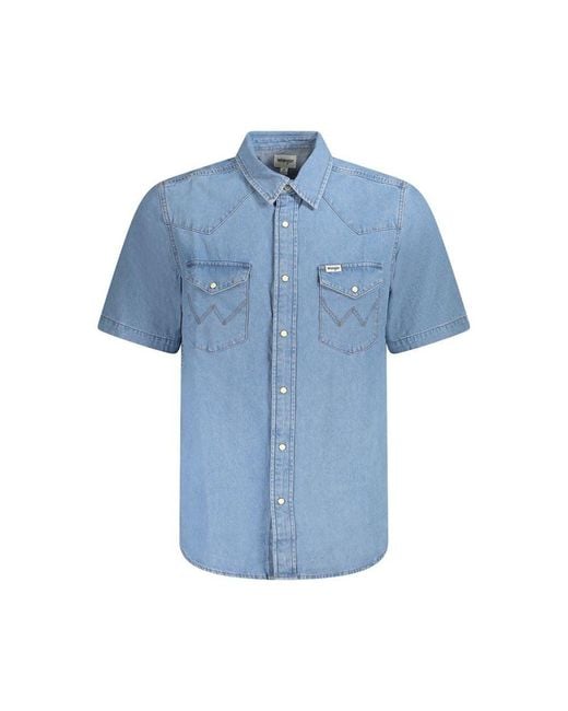 Wrangler Blue Cotton Shirt for men