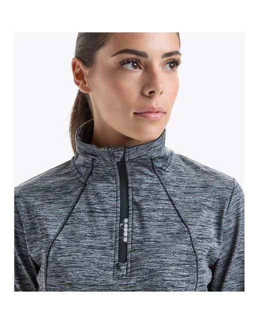 Diadora Gray Black Polyester Sweatshirt