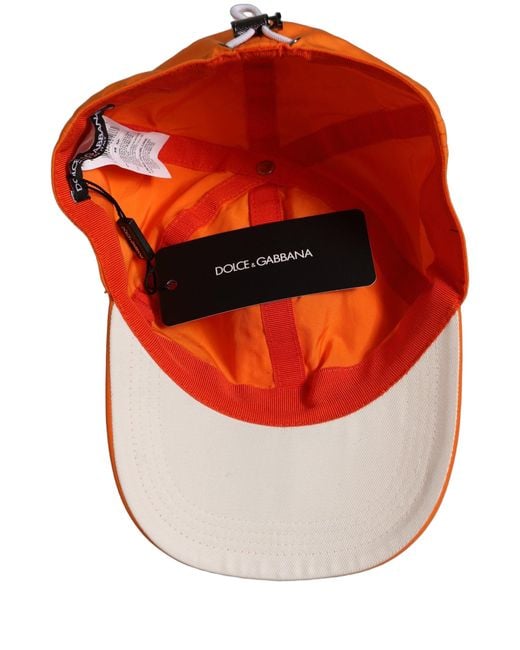 Dolce & Gabbana Red Men Orange Polyester Baseball Cap 6 Panels Hat for men