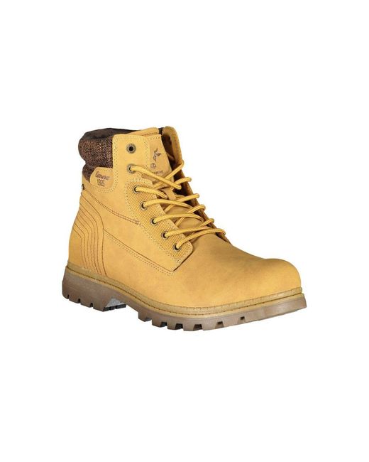 Carrera Yellow Sleek Lace-Up Boots With Contrast Detail for men