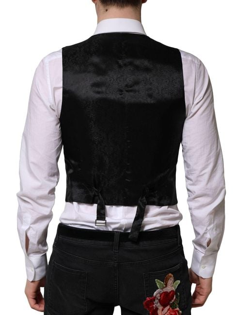 Dolce & Gabbana Gray Wool Dress Formal Waistcoat Vest for men