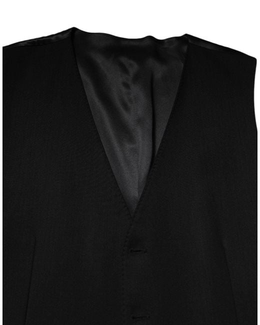 Dolce & Gabbana Black Wool Dress Formal Waistcoat Vest for men
