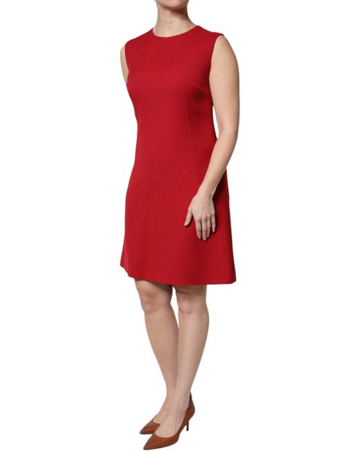 Dolce & Gabbana Red Wool Sleeveless Knee Length A