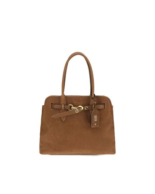 Miu Miu Brown Calf Leather Bos Taurus Shoulder Bag