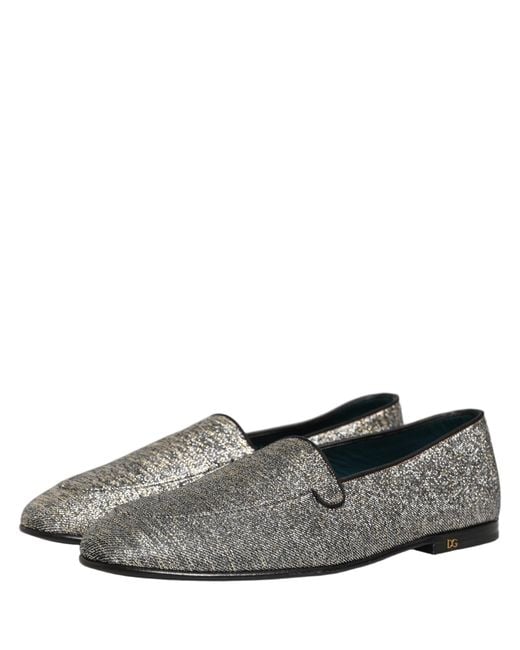 Dolce & Gabbana Gray Glitter Lurex Dg Logo Dress Loafers Shoes for men