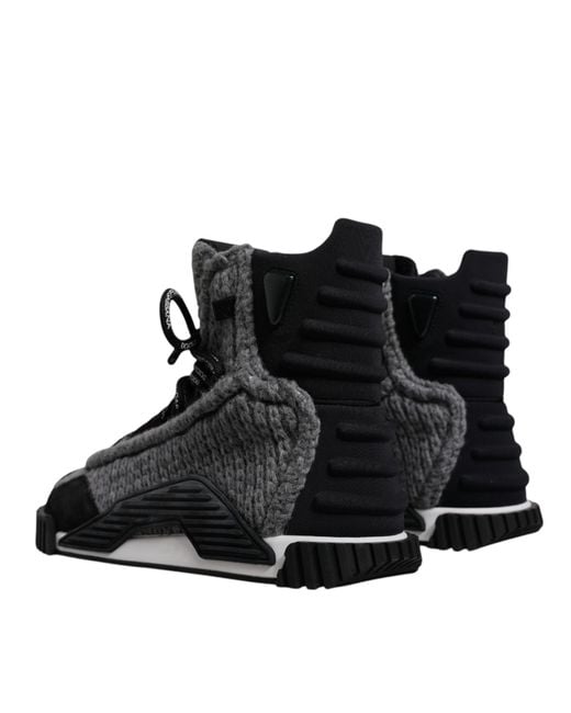 Dolce & Gabbana Gray Black Ns1 High Top Boots Sneakers Shoes