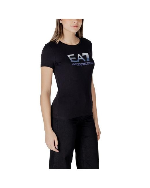 EA7 Black Cotton T-Shirt