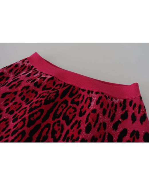 Dolce & Gabbana Red Chic High Waist Leopard Mini Skirt