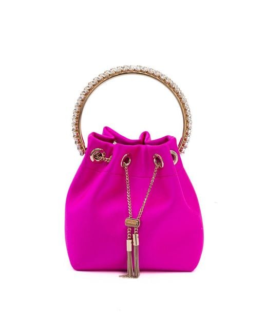 Jimmy Choo Pink Fuchsia Bon Bon Satin Bucket