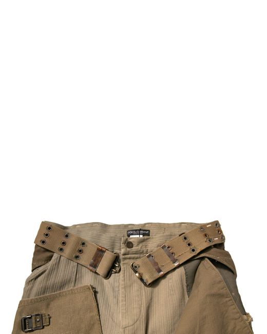 Dolce & Gabbana Green Multicolor Reconstructed Flight Cargo Pants for men
