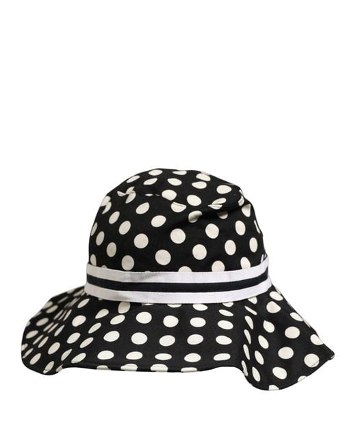 Dolce & Gabbana Black White Polka Dot Cotton Bucket Capello Hat