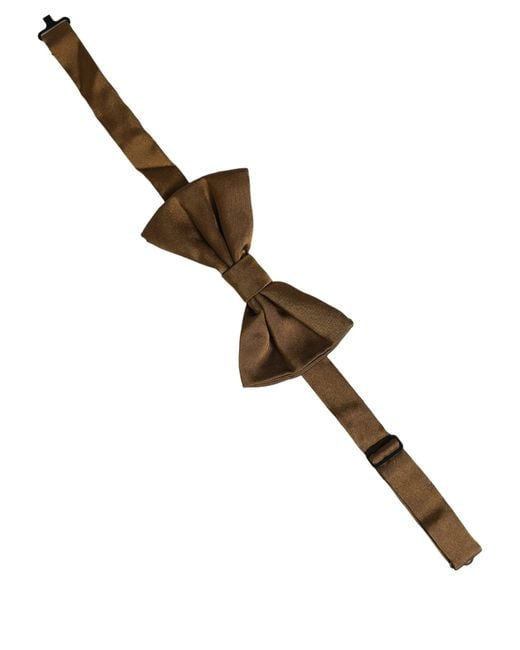 Dolce & Gabbana Men Brown 100% Silk Adjustable Neck Papillon Bow Tie for men