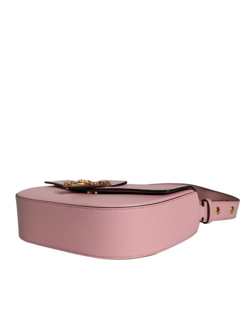 Versace Pink Grainy Calf Leather Logo Crossbody Shoulder Bag