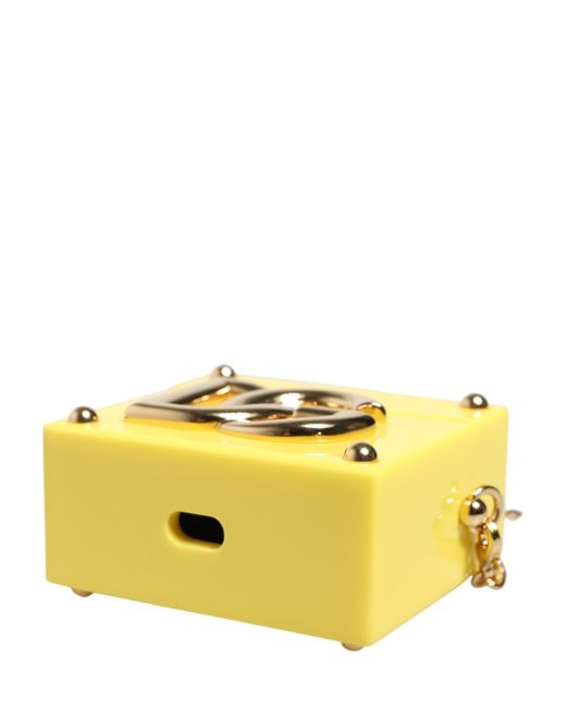 Dolce & Gabbana Yellow Dg Logo Plaque Cover Chain Airpods Case